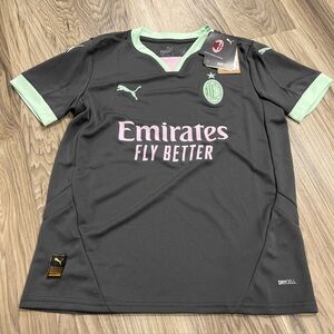 Puma AC Milan 125th Anniversary Gray Soccer Dry Cell Jersey Youth Medium NWT $75